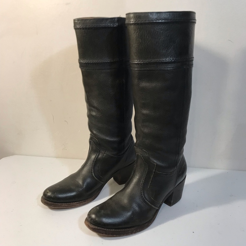 Frye Black Leather Knee-High Boots